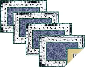 Villeroy and Boch Leaf and Check Cotton Fabric Reversible Placemat (Set of 4), 14