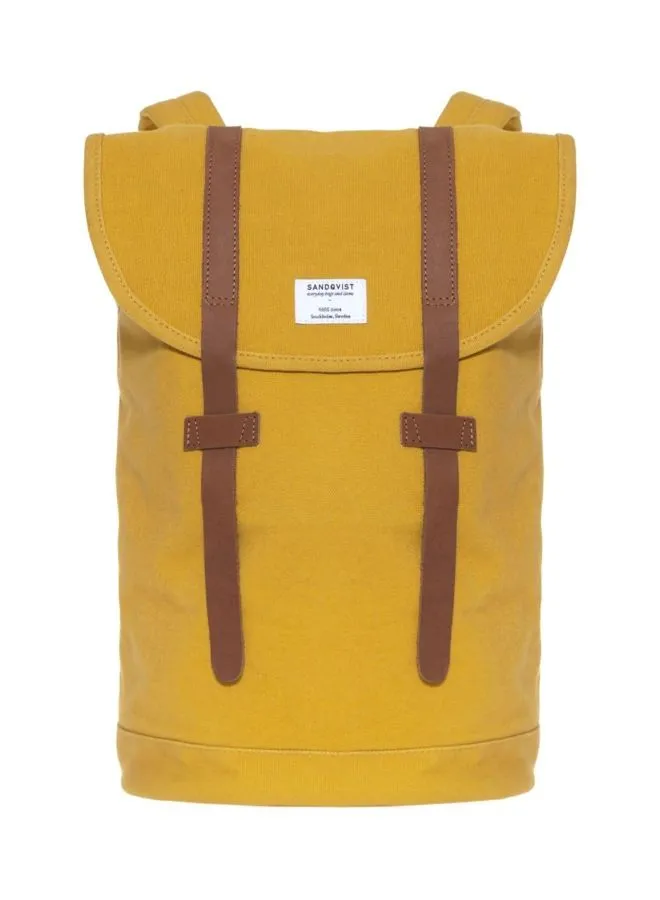 SANDQVIST Canvas Solid Colour Backpack Yellow