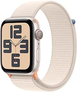 ساعة Apple Watch SE الجديدة (الجيل الثاني، 2023) [GPS + Cellular 44mm] ساعة ذكية مع هيكل من الألومنيوم Starlight مع حلقة رياضية Starlight مقاس واحد. جهاز تتبع اللياقة البدنية والنوم، واكتشاف الأعطال، ومراقبة معدل ضربات القلب