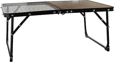 Al Sanidi SNBC-0074 Aluminium Table with Wooden Surface, 40 cm x 60 cm x 26 cm Size