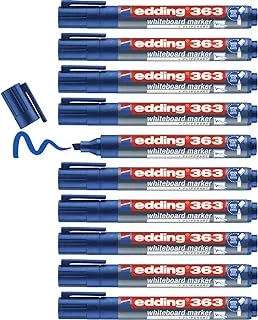 مجموعة أقلام تحديد برأس مشطوف من إيدينج E-363، 10 قطع، أزرق