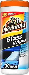 Car Glass Wipes by Armor All, Auto Glass Cleaner for Film and Grime, 30 Count