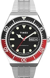 ساعة تيميكس 40 مم M79 أوتوماتيكية من الستانلس ستيل مينا سوداء بسوار من الستانلس ستيل