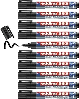 مجموعة أقلام تحديد برأس مشطوف من إيدينج E-363، 10 قطع، أسود