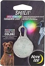 Nite Ize SpotLit LED Carabiner Light مع Disc-O Select، ضوء سلسلة مفاتيح متغير اللون