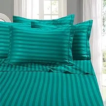 Elegant Comfort Best, Softest, Coziest 6-Piece Sheet Sets! - 1500 Premier Hotel Quality Luxurious Wrinkle Resistant 6-Piece Damask Stripe Bed Sheet Set, Full Turquoise