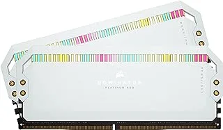 ذاكرة الوصول العشوائي CORSAIR DOMINATOR PLATINUM RGB DDR5 سعة 64 جيجابايت (2 × 32 جيجابايت) 5600 ميجاهرتز CL40 Intel XMP iCUE المتوافقة مع ذاكرة الكمبيوتر - أبيض (CMT64GX5M2B5600C40W)