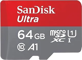 بطاقة SanDisk Ultra Android microSDHC UHS-I بسرعة 100 ميجا في الثانية A1 مع محول 64 جيجا - SDSQUAR-064G-GN6MA