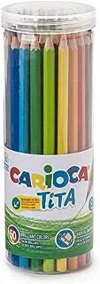كاريوكا تيتا انبوبة بلاستيك 50 قطعة اقلام ملونة