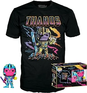 Funko Pop and Tee Marvel Thanos Blacklight Collectible Toy Figure, Small
