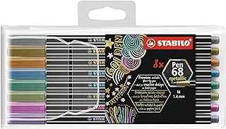 مجموعة أقلام ستابيلو 68 متعددة الخطوط، 8 ألوان