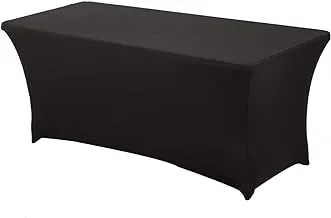 ECVV Stretch 122cm Table Cover Rectangular-Elastic Tablecloth Spandex Lycra Fitted Folding Table Cover for Outdoor Wedding Vendor Event Show(122×60×60,Black)