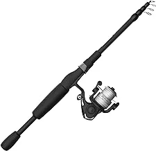Zebco 33 Micro Spinning Reel and Telescopic Fishing Rod Combo, Extendable 19-Inch to 5-Foot Telescopic Fishing Pole with ComfortGrip Rod Handle, Quickset Anti-Reverse Fishing Reel, Silver/Black