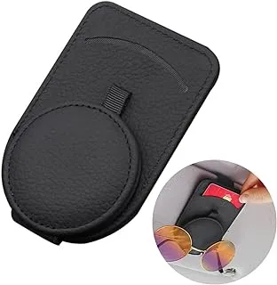 ECVV Sunglasses Holder Clip for Car Visor, Universal Auto Eyeglass Mount with Card Clip Magnet Adsorbed Sunglasses Holder for Car Accessories Parts Black