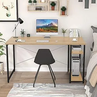 Office Desk Modern Style Beige with Shelves 120 cm