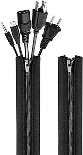 IBAMA 2 Pcs Cable Management Cable Sleeve 20-inch Flexible Cable Cord Organizer Wrap Cover with Zipper for TV/Computer/Home Entertainment(Black)