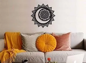 ملصق حائط خشبي للشمس والقمر، مقاس 60×60
