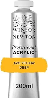 لون أكريليك احترافي من وينسور آند نيوتن، أنبوب 200 مل (6.75 أونصة)، لون أصفر آزو عميق