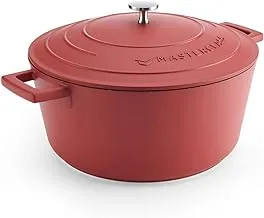 MasterClass Casserole Dish with Lid, Large 5L/28 cm, Lightweight Cast Aluminium, Induction Hob and Oven Safe, Red
