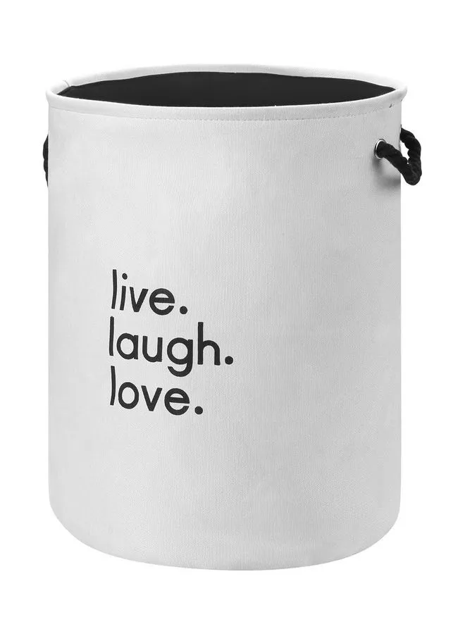 LAWAZIM Round Laundry Basket With Printed Letters White 40x50cm