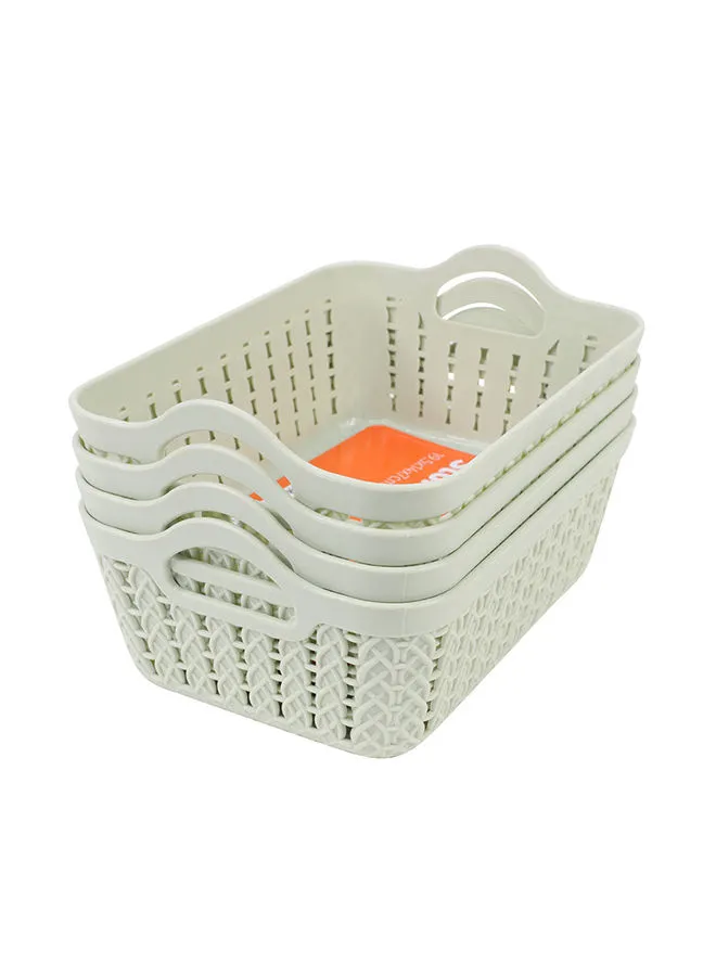 LAWAZIM 4-Piece Plastic Storage Basket Grey 19.5x14x7cm
