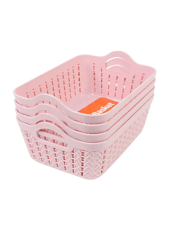 LAWAZIM 4-Piece Plastic Storage Basket Pink 19.5x14x7cm