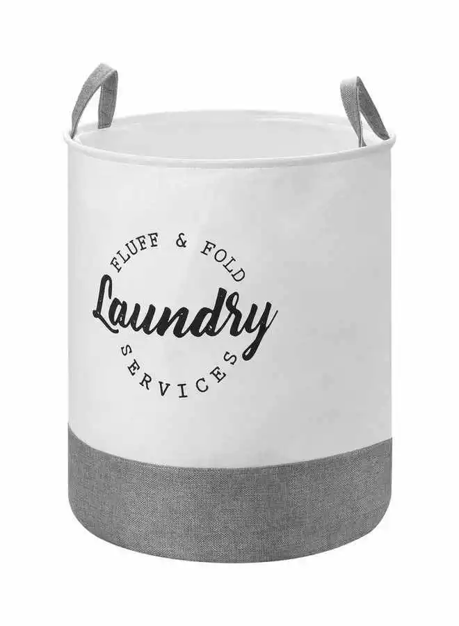 LAWAZIM Round Laundry Basket With Printed Letters White 40x50cm