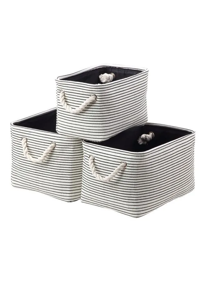 LAWAZIM 3-Piece Storage Basket Set White/Black