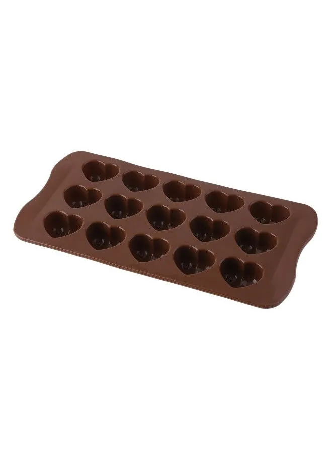 ماركة غير محددة قالب صنع قلب كعكة الشوكولاتة على شكل مكعبات آيس بني 21.3x10.5x2.3سنتيمتر