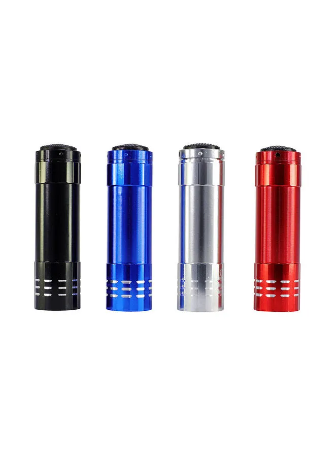 LAWAZIM 4-Piece LED Metallic Finish Flashlight Multicolour 10x8.5x2.5centimeter