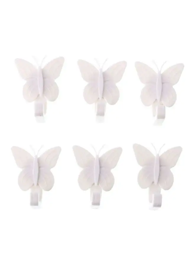 LAWAZIM 6-Piece Butterfly Shaped Adhesive Hook White
