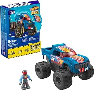 MEGA Hot Wheels Smash & Crash Race Ace Monster Truck Building Toy with 1 Figure (85 Pieces)