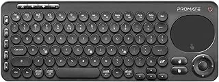 بروميت لوحة مفاتيح بلوتوث لاسلكية مع لوحة لمس، أسود