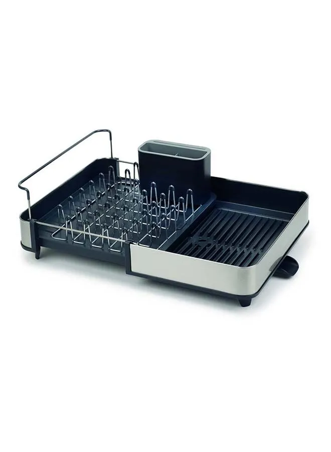 Joseph Joseph Joseph Joseph Stainless-Steel Extendable Dual Part Dish Rack Non-Scratch And Movable Cutlery Drainer And Drainage Spout One-Size Gray
