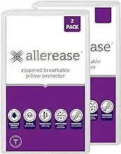 AllerEase Ultimate Protection & Comfort Temperature Balancing Pillow Protector – Zippered, Antimicrobial, Allergist Recommended Prevent Collection of Dust Mites and Allergens, King-2 Pack, White