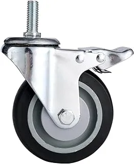 BMB TOOLS Grey TPR Caster | Swivel Brake | Double Ball Bearing | Thickness 2.3/3.0 MM | SIZE125mm |M12*30MM | Industrial & Scientific|Material Handling Products|Rubber Caster| Wheel