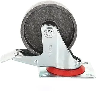 BMB Tools Cast Iron Industrial Plate Caster 4 Inch | Plain Bearing | Swivel Plate With Brake 4 Inch |Industrial & Scientific |Material Handling Products| Industrial Casters