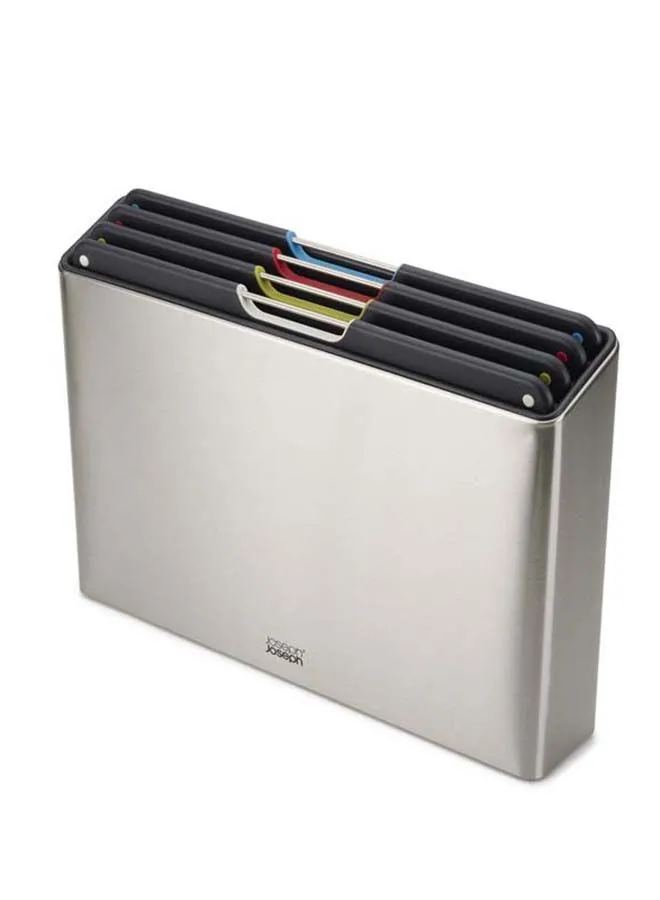 Joseph Joseph Joseph Joseph 4 Piece Folio Stainless Steel Chopping Board Set  Stainless-Steel Case Case Holds Boards Apart For Quick And Hygienic Drying Board Sizes: 24 X 34Cm (9½ X 13½ Inches)