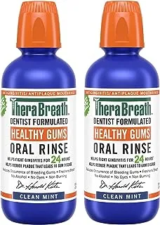 The Breath Co Healthy Gums Periodontist Formulated 24-Hour Oral Rinse with CPC, Clean Mint, 16 Ounce (Pack of 2)