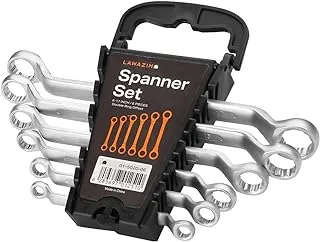 Lawazim Double Ring Offset Spanner Set -6 Piece- Chrome Vanadium Steel Wrench Kit with Precision Machined Jaws Ergonomic Handles and Rust-Proof Finish - Mechanics Automotive Repairs and DIY Projects