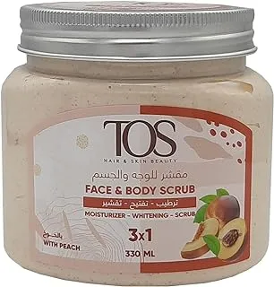 TOS Body Scrub 3 in 1 Moisturizing Whitening Exfoliating Body Scrub Peach 330ml