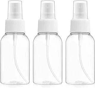 ECVV Plastic Spray Bottles,Plastic Spray Clear Empty Fine Mist Plastic Mini Travel Bottle Set Bottles Refillable Liquid Containers 50ml (2oz) (3PACK)