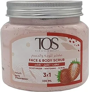 TOS Body Scrub 3 in 1 Moisturizing Whitening Exfoliating Body Scrub Strawberry 330ml