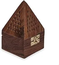 مبخرة بخور خشبية من ECVV، على شكل هرم | عطر ديكور المنزل | صائد الرماد للعلاج بالروائح | التأمل | اليوغا (بني، 7.5×7.5×12.7 سم)
