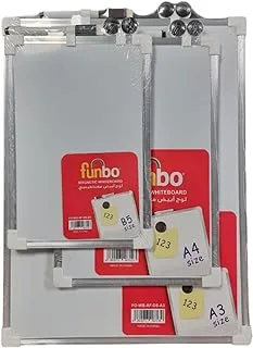 Funbo Double Sided Magnetic Board with Marker, A4 Size, White