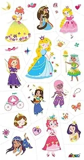 Avenir Tattoo Sticker - Princess | 52pc Set of Temporary Tattoos - High-Quality Water-Based Ink - Safe and Easy to Apply and Remove - Lasts 3-5 Days for Kids 3+