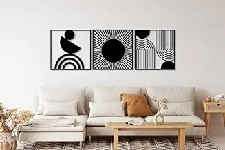 لوحة فنية جدارية هندسية فريدة من نوعها - مجموعة من 3 لوحات مقاس كل منها 60 × 60