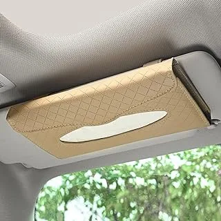 NALANDA Visor Tissue Holder PU Hanging Tissue Holder for Car PU Leather Napkin Paper Mask Holder for Seat Back and Sun Visor-Beige