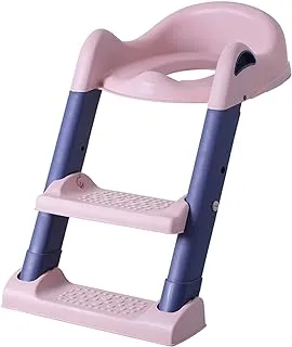 ECVV Potty Training Toilet Seat, Foldable Stool With Ladder, Used In Most Toilets, Can Bear 75kg, (PINK)