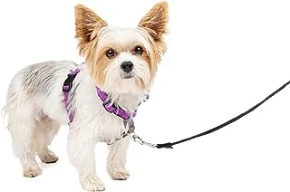 PetSafe 3 in 1 No-Pull Dog Harness For Small Dogs - Walk, Train or Travel - Helps Pets from Pulling on Walks - Seatbelt Loop Doubles as Quick Access Handle - Reflective - Extra Small, Plum